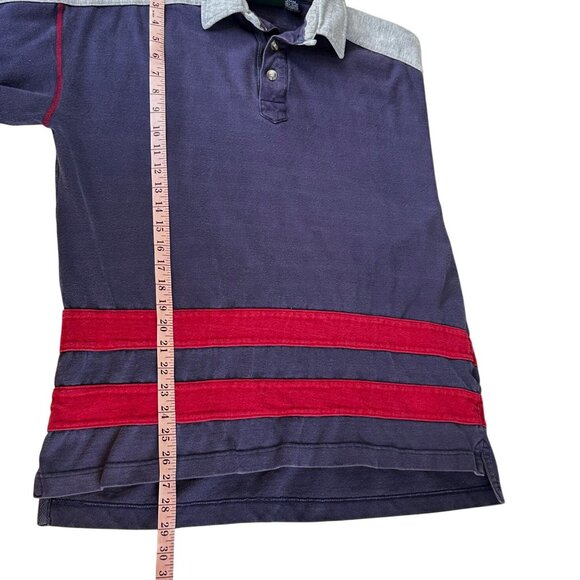 Vintage Coleman Rugby Shirt Navy Red Stripe Cotton Long Sleeve 90s Large - Picture 6 of 6